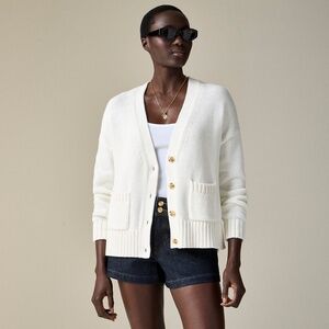 NWT!! J. CREW Heritage Cotton Relaxed Cardigan Sweater Cotton Pockets Small
